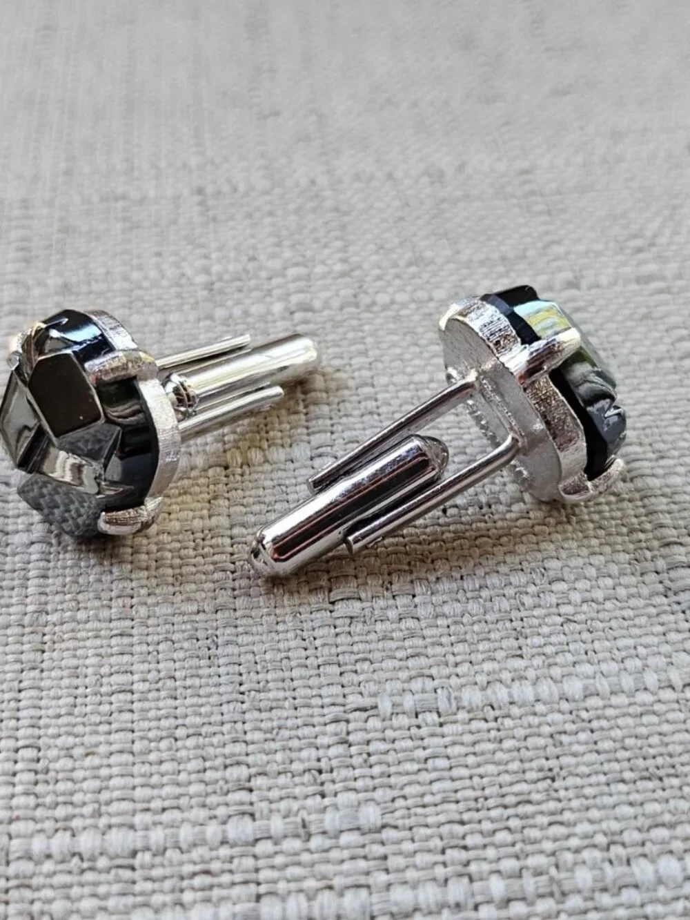 Vintage Sarah Coventry Men Cufflink Black Faux Stone Cuff Links Stud Men Jewelry